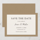 Rustic Ivory Kraft Paper Wedding Save the Date (Voorkant / Achterkant)