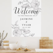 Rustic Ivory Magnolia Flowers Weddenschap Welkomst Poster (Keuken)