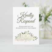 Rustic Ivory of White Floral Bouquet Wedding RSVP Kaartje (Staand voorkant)