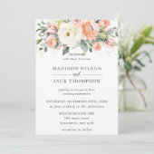 Rustic Ivory Oranje Peach Floral Greenery Wedding Kaart (Staand voorkant)