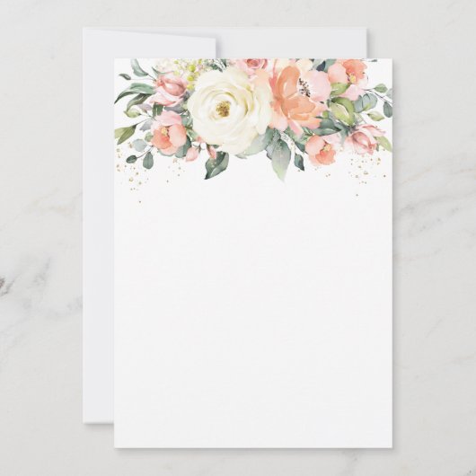 Rustic Ivory Oranje Peach Floral Greenery Wedding Kaart (Achterkant)