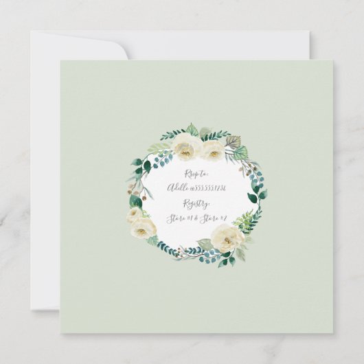 Rustic Ivory Roos Boho Wreath Mint Vrijgezellenfee Kaart (Achterkant)