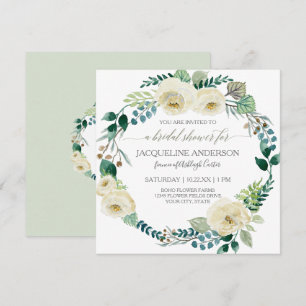 Rustic Ivory Roos Boho Wreath Mint Vrijgezellenfee Kaart