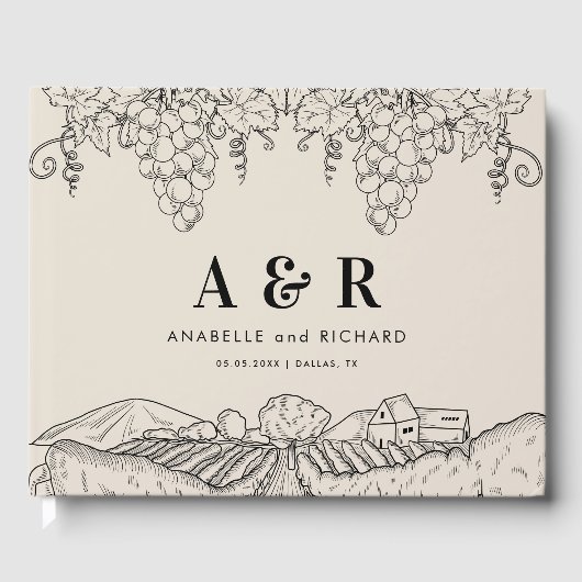 Rustic Ivory Vineyard Napa Valley Winery Wedding Gastenboek (Voorkant)
