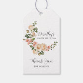 Rustic Ivory White Floral 100e verjaardag Cadeaulabel (Voorkant)