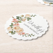 Rustic Ivory White Floral 100e verjaardag Kartonnen Onderzetters (Gekanteld)