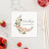 Rustic Ivory White Floral 100e verjaardag Servet (Insitu)