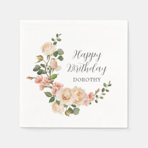 Rustic Ivory White Floral 100e verjaardag Servet