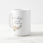 Rustic Ivory White Floral 100th Birthday Gift Koffiemok (Voorkant links)