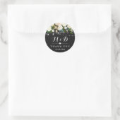 Rustic Ivory White Floral Monogram Wedding Favor Ronde Sticker (Tas)