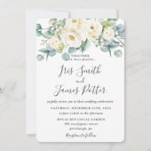 Rustic Ivory White Floral Roos Eucalyptus Wedding Kaart (Voorkant)
