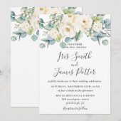 Rustic Ivory White Floral Roos Eucalyptus Wedding Kaart (Voorkant / Achterkant)