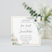 Rustic Ivory White Peony Floral Eucalyptus Wedding Kaart (Staand voorkant)