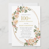 Rustic Ivory White Rose 100e verjaardag Kaart (Voorkant)