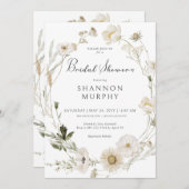 Rustic Ivory Wildflower Krans Vrijgezellenfeest Kaart (Voorkant / Achterkant)