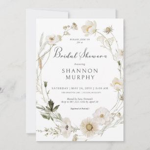 Rustic Ivory Wildflower Krans Vrijgezellenfeest Kaart