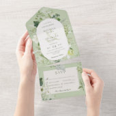 Rustic Ivy Ferns & Greenery Sage Green Dinner All In One Uitnodiging (Afscheurbaar)