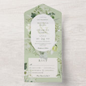 Rustic Ivy Ferns & Greenery Sage Green Dinner All In One Uitnodiging (Binnen)