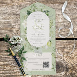 Rustic Ivy Ferns & Greenery Sage Green QR Code All In One Uitnodiging<br><div class="desc">BESCHIKBAAR MET OF ZONDER QR-CODE OM TE SCANNEN IN HET RSVP-GEBIED. Deze elegante all-in-one huwelijksuitnodiging heeft een romantische waterverf rand van klimop, varens en weelderig groen op een lichte salie groene achtergrond. Een zacht ovaal en klassiek lettertype creëer is de perfecte mix van traditionele en botanische charme - ideaal voor...</div>