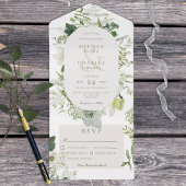 Rustic Ivy Ferns & Greenery White Dinner All In One Uitnodiging