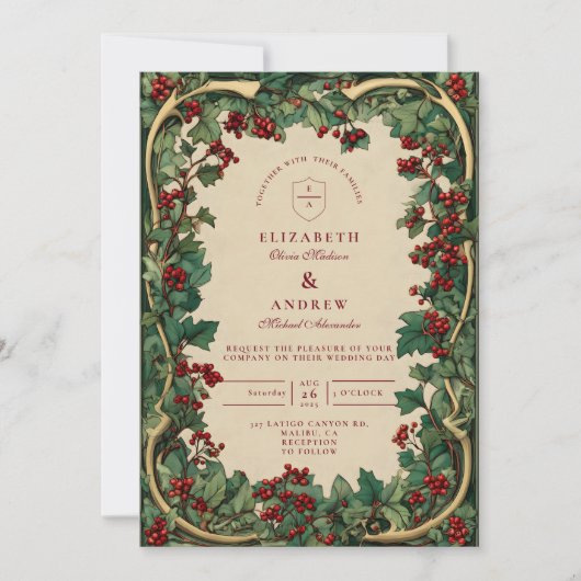 Rustic Ivy Romance Wedding Kaart (Voorkant)