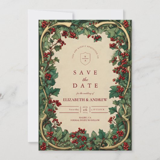Rustic Ivy Romance Wedding Save The Date (Voorkant)