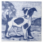 Rustic Jack Russell Terrier Dog Blue Delft Dedham Tegeltje (Voorkant)