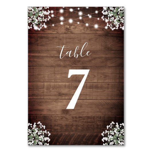 Rustic Jar Baby's Breath String Lights Wedding Kaart (Achterkant)