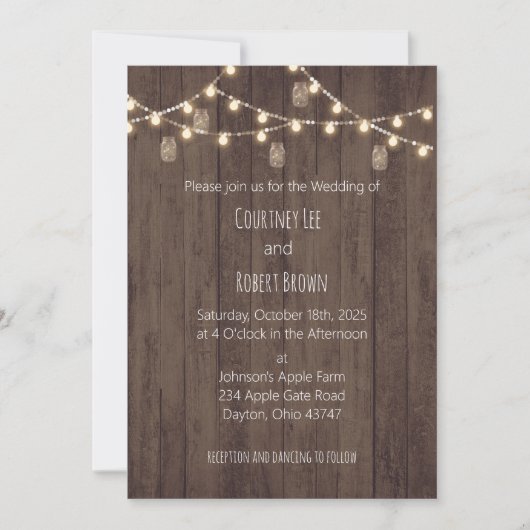 Rustic Jar Barn Wedding Invitation Kaart (Voorkant)