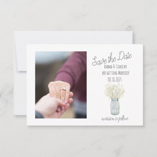 Rustic Jar Bewaar de datum Save The Date (Voorkant)