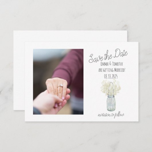 Rustic Jar Bewaar de datum Save The Date (Voorkant / Achterkant)