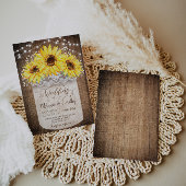 Rustic Jar Sunflower Wood bruiloft Uitnodigingen
