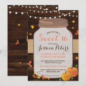 Rustic Jar Sweet 16 Party Wood Pumpkin Invite Kaart (Voorkant / Achterkant)