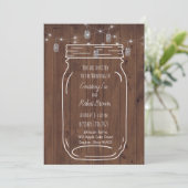 Rustic Jar Twinkle Lights Huwelijksuitnodiging Kaart (Staand voorkant)