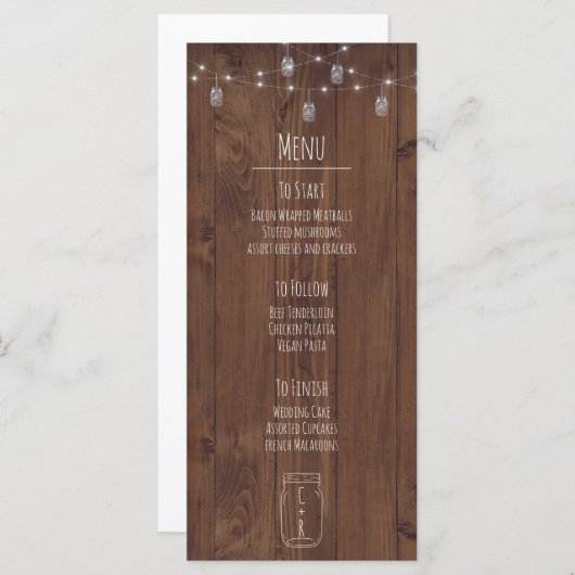 Rustic Jar Twinkle Lights Menu (Voorkant / Achterkant)
