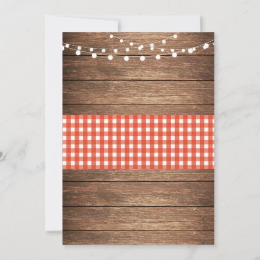 Rustic Jar Verjaardagsfeest Wood Red Gingham Kaart (Achterkant)