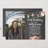 Rustic Jars Foto van Birthday Party Chalk Floral Kaart (Voorkant / Achterkant)