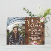 Rustic Jars Foto van Birthday Party Wood Floral Kaart (Staand voorkant)
