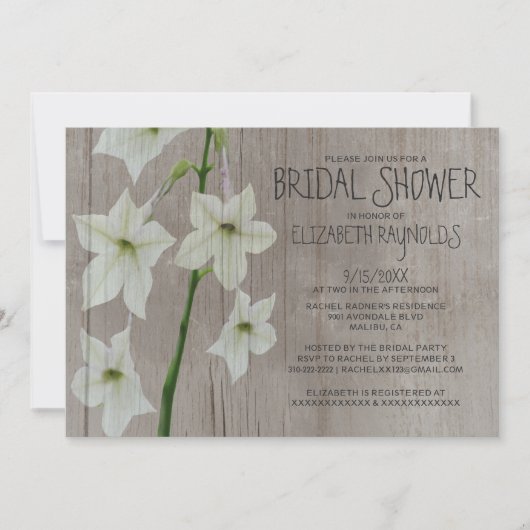 Rustic Jasmine Bridal Shower Invitations Kaart (Voorkant)