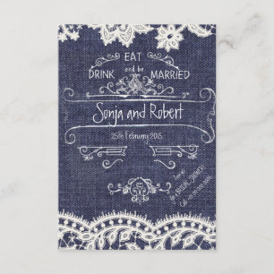 Rustic Jeans Vintage Wedding Uitnodiging