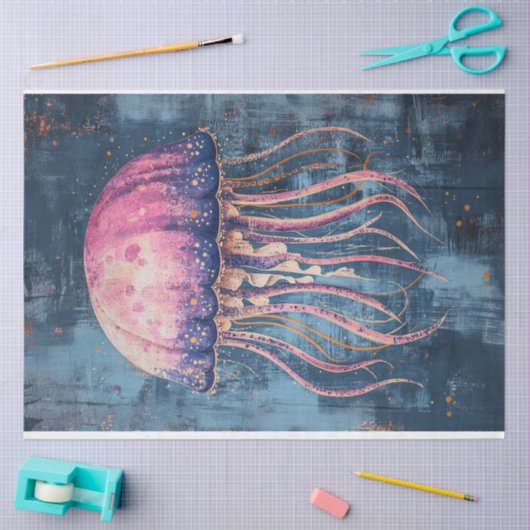 Rustic Jellyfish Oil Painting Decoupage Tissuepapier (Craft)