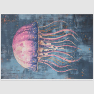 Rustic Jellyfish Oil Painting Decoupage Tissuepapier
