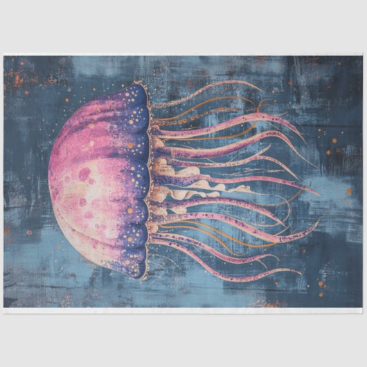 Rustic Jellyfish Oil Painting Decoupage Tissuepapier (Voorkant)