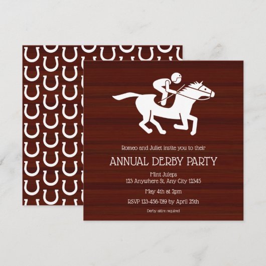 Rustic Jockey Annual Derby Party Invitation Kaart (Voorkant / Achterkant)
