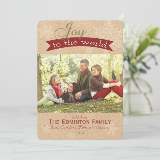 Rustic Joy aan de World kerstkaart (Staand voorkant)