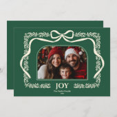 Rustic Joy Christmas Bow Ribbon Foto Lijst Kaart (Voorkant / Achterkant)