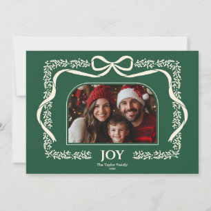 Rustic Joy Christmas Bow Ribbon Foto Lijst Kaart