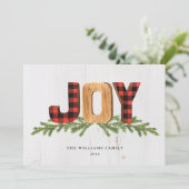 Rustic Joy Kerst Niet-Foto Feestdagenkaart (Staand voorkant)