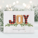 Rustic Joy Kerstmis niet-foto Feestdagenkaart<br><div class="desc">Wens je vrienden en familie een gelukkig vakantieseizoen met dit unieke Joy-feestontwerp. Pas uw vakantiegroet en familienaam aan.</div>
