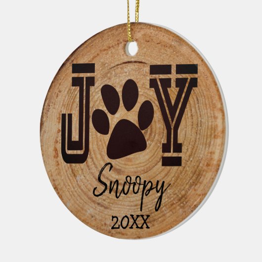 Rustic - Joy Paw Animal Print Keramisch Ornament (Links)
